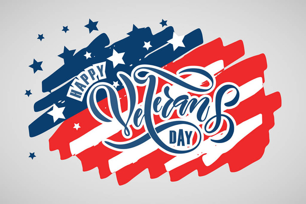 Feliz Día de los Veteranos tipografía de letras
 - Vector, Imagen