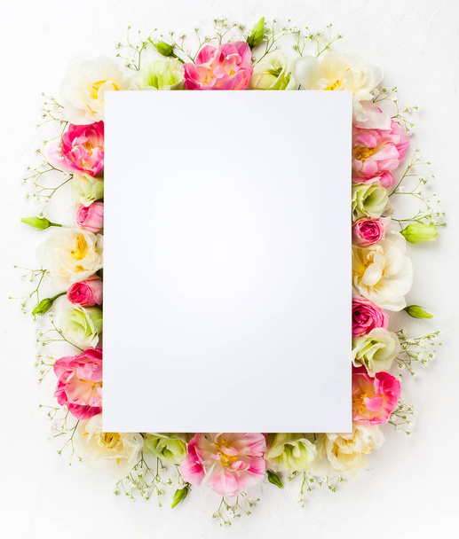 beautiful floral frame on white - Zdjęcie, obraz