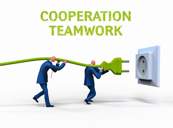 Empresarios que trabajan en cooperación. Ilustración del concepto empresarial
 - Foto, imagen