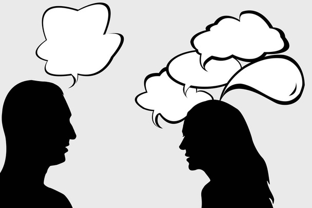 Nő és férfi közötti párbeszéd - Vektor, kép