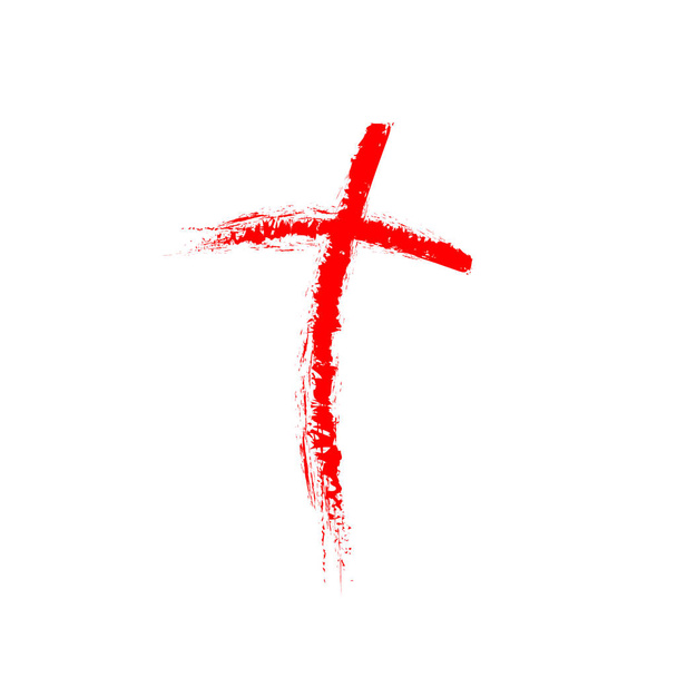手には、キリスト教の十字アイコンが描画されます。ベクトル図 - ベクター画像