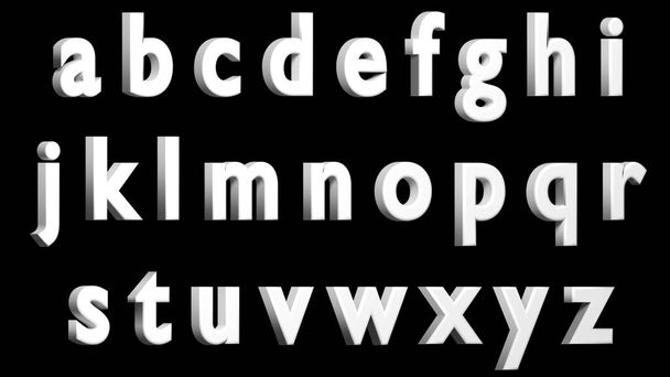 English alphabet, 3D white font, lowercase. Isolated, easy to use. FACING RIGHT VERSION. - Fotografie, Obrázek