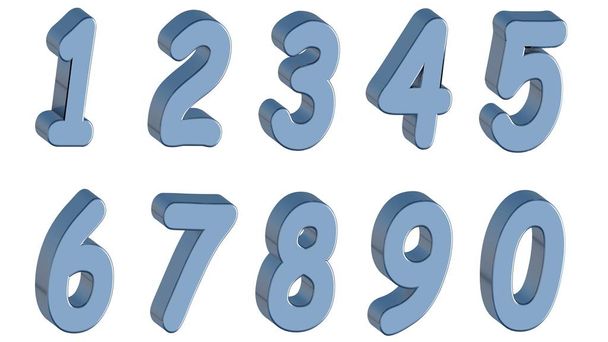 Набор 3D чисел. Синий комбинезон на белом фоне. Изолированный, простой в использовании
. - Фото, изображение