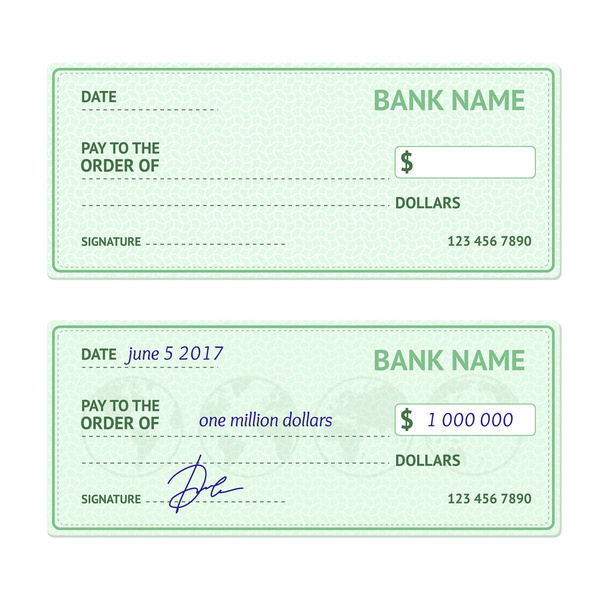 Template Blank Bank Check. Vector - ベクター画像