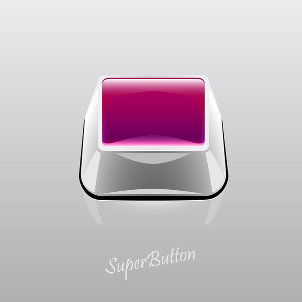 Cool Button with Purple Glass Top & Grey Metal Body - Вектор, зображення