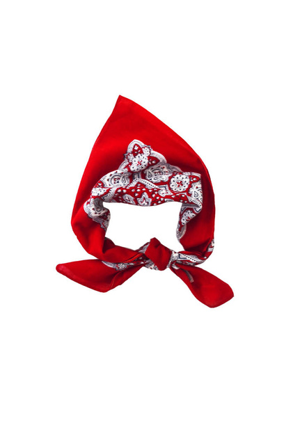Piros kendő tarka selyemkendő mintával, elszigetelt - Fotó, kép
