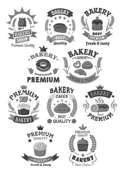 Padaria pães e bolos pastelaria conjunto de ícones vetoriais
 - Vetor, Imagem