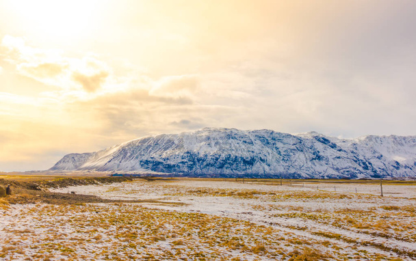 Snow covered mountain Iceland winter season . - Photo, image