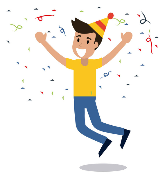 man cheerful dance party confetti - Vector, Image