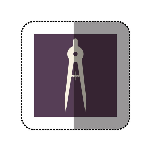 etiqueta engomada de color cuadrada con icono de brújula de dibujo
 - Vector, imagen