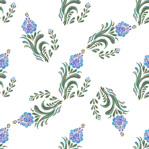 Безшовний синій квітковий візерунок
  - Вектор, зображення