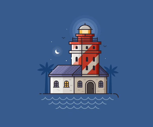 Red Lighthouse Vector Illustration - Vector, Image
