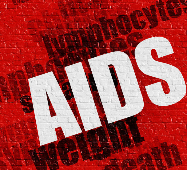 Concept de santé : Le sida sur le mur rouge
 . - Photo, image