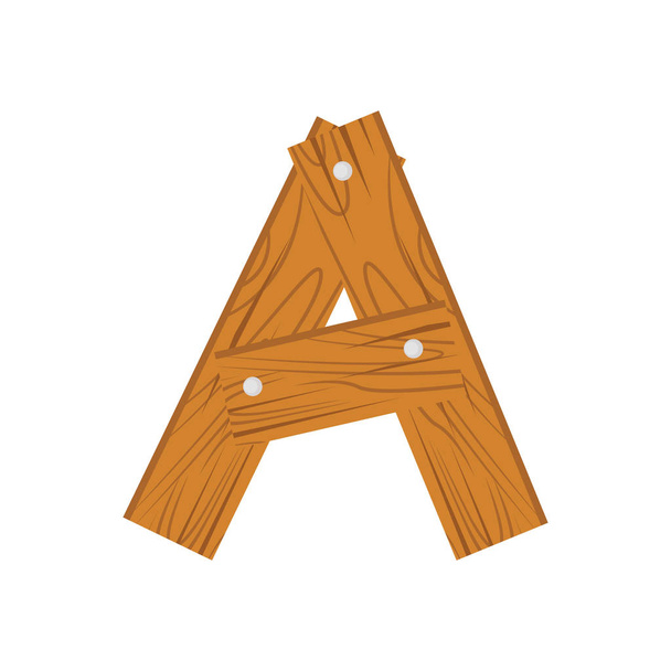 alfabeto de madeira Uma letra
 - Vetor, Imagem
