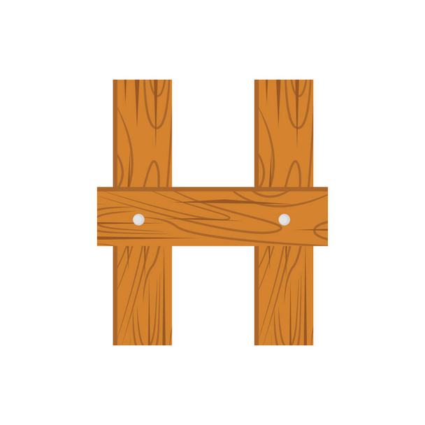 fából készült ábécé H betű - Vektor, kép