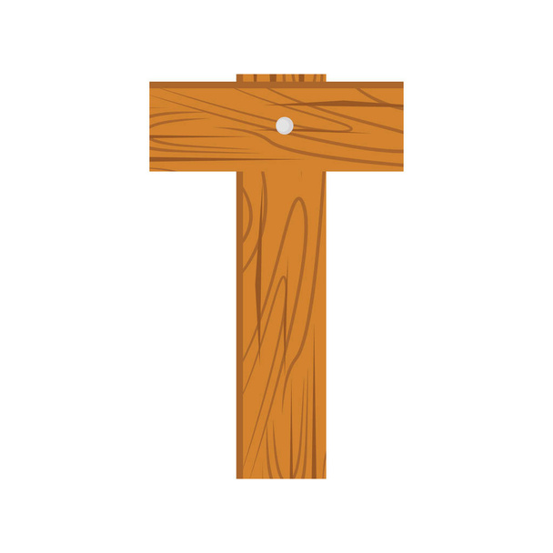 Dřevěná abeceda T dopis - Vektor, obrázek