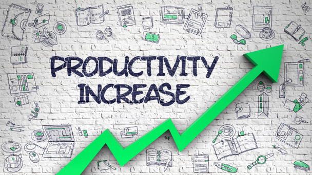 Productivity Increase Drawn on Brick Wall. 3d. - Photo, Image