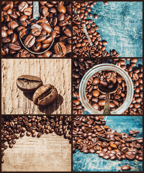 collage de café. beaucoup de photos. focus sélectif
. - Photo, image