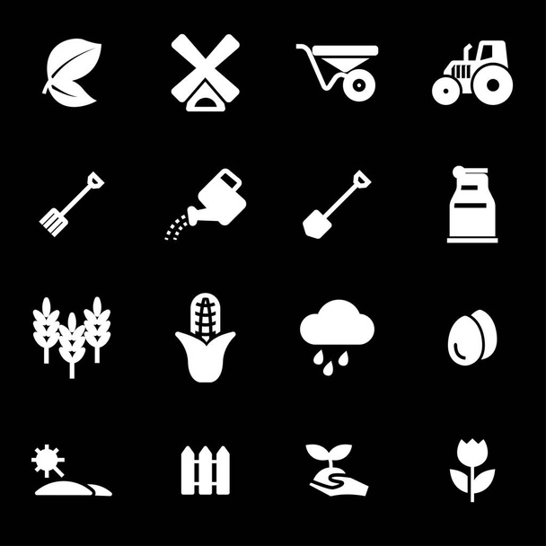 Conjunto de iconos de agricultura blanca vectorial
 - Vector, imagen