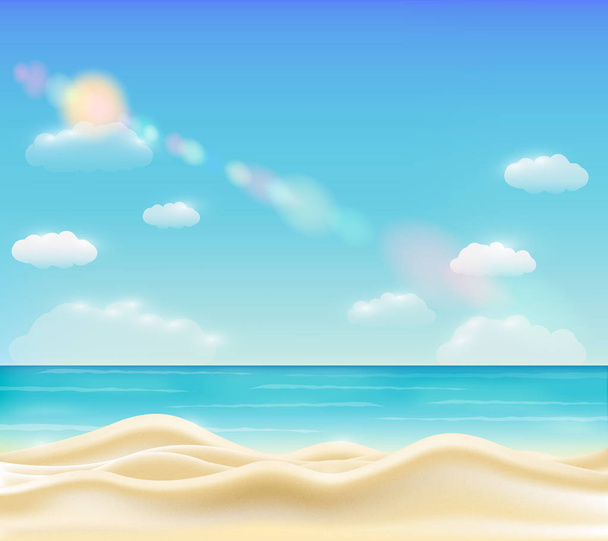 igazi szép fényes tenger homokos strand vektor - Vektor, kép