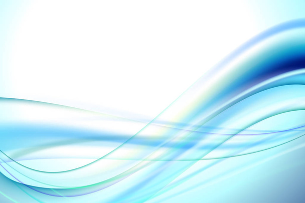 Background in white, blue and turquoise tones with wavy lines - Vector, Image