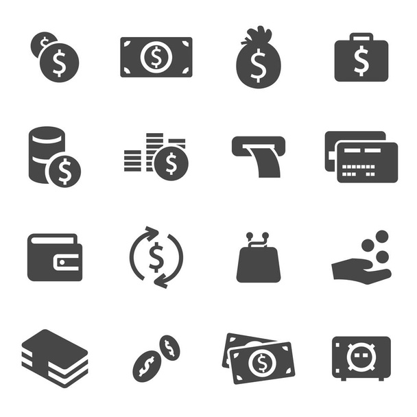 Vector black money icons set - Vector, Image
