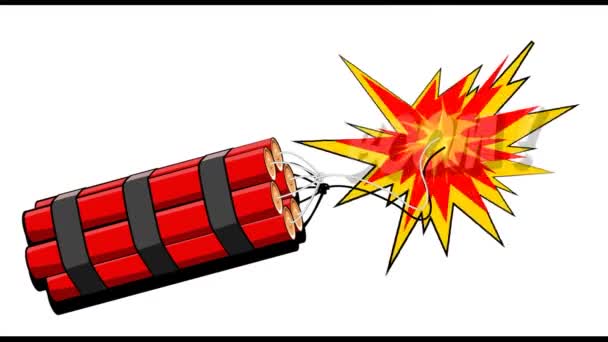 Dinamite esplosione boom animazione cartone animato 2D su uno sfondo. MOV
 - Filmati, video