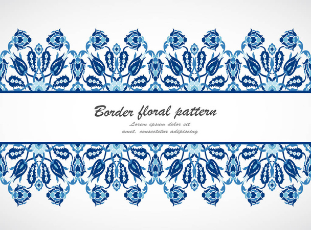 Arabesk dantel damasko sorunsuz sınır çiçek dekorasyon yazdırmak fo - Vektör, Görsel