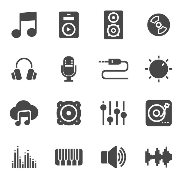 Vector black music icons set - Vector, Imagen