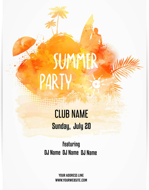 Poster template for summer party - Vettoriali, immagini
