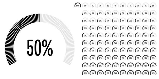 Set of circular sector percentage diagrams from 0 to 100 - Vector, Image