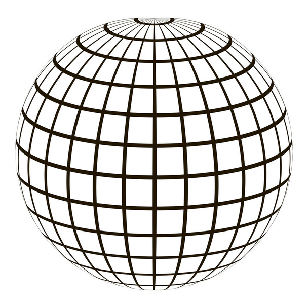 3D Globus z siatki współrzędnych południka i równoleżnika - Wektor, obraz