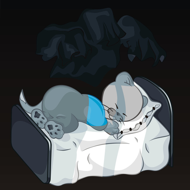 Фантом приходить до сплячого кота
 - Вектор, зображення