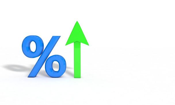 símbolo de aumento por cento, renderização 3d
 - Foto, Imagem