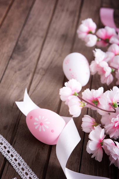 Easter eggs and cherry blossom - Photo, Image