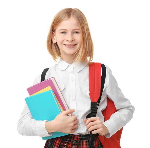 Cute girl in school uniform   - Valokuva, kuva