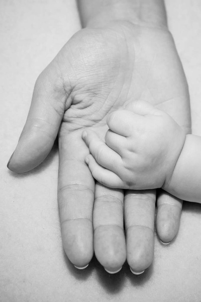 Mano de niño en mano de madre
 - Foto, imagen