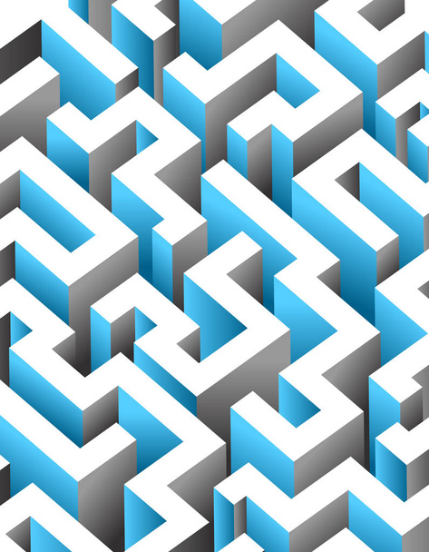 Black, white and blue maze, labyrinth. Endless pattern - vertica - Vector, Image