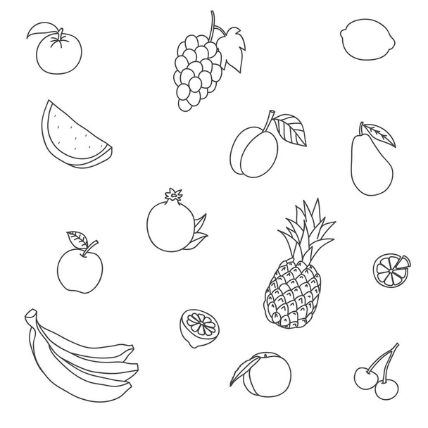 Joukko hedelmiä valkoisella taustalla
 - Vektori, kuva