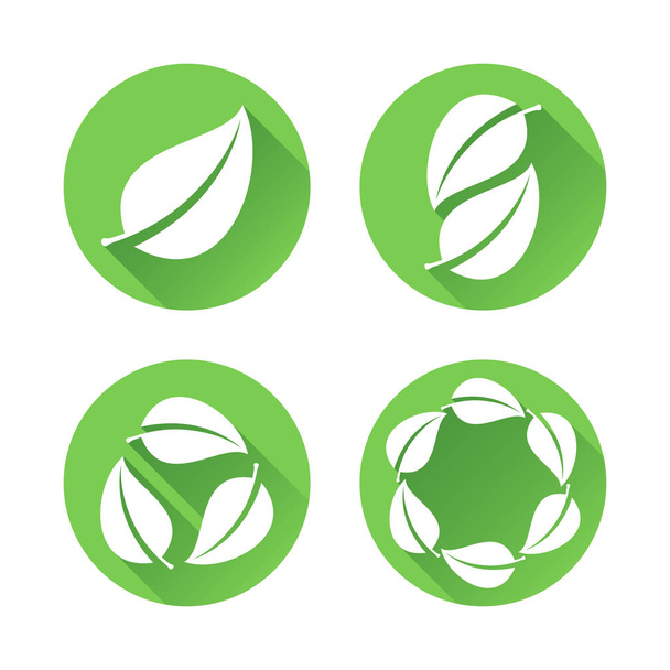 Zöld levelek ikonok - Vektor, kép