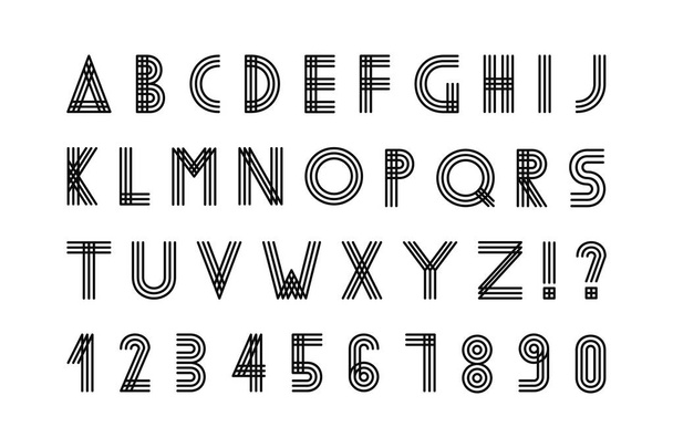 Simple minimalistic font. Digital alphabet. - Вектор,изображение