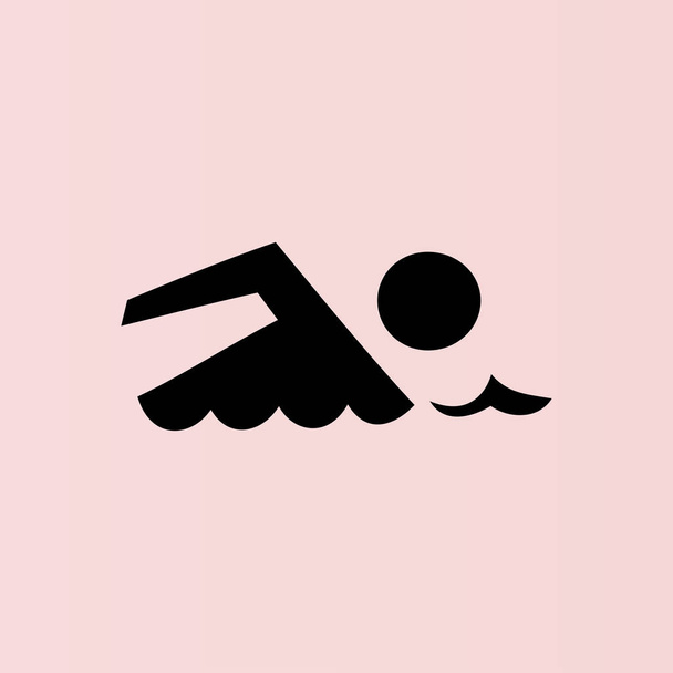 Nadando icono plano
 - Vector, imagen