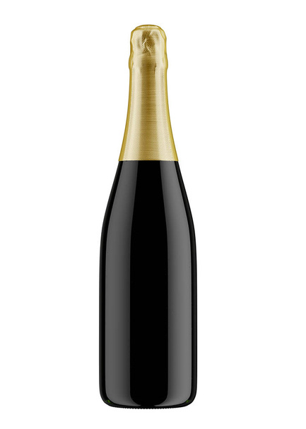 black champagne bottle with golden top - Photo, image