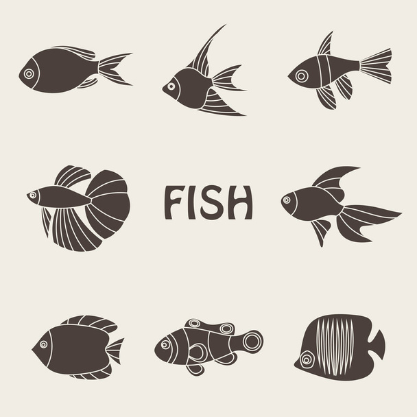 Vector illustration of tropical fishes icon - Вектор, зображення