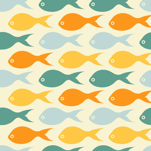 Vector seamless pattern with color fishes - ベクター画像