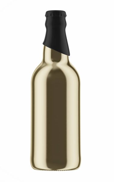 black top on golden bottle of beer - Фото, изображение