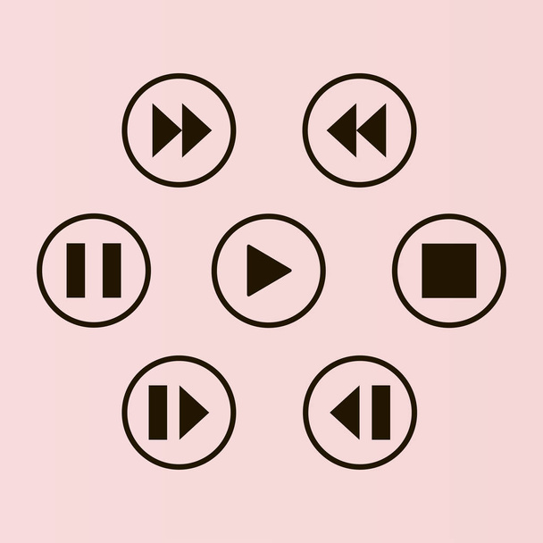 メディア プレーヤー コントロール ボタン セット - ベクター画像