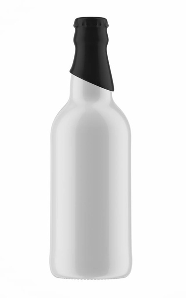 black top on white bottle of beer - Fotó, kép