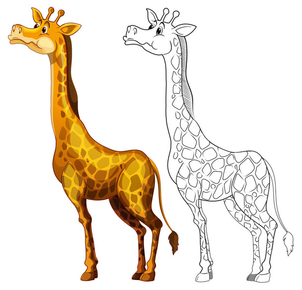 Doodles luonnostelu eläin kirahvi
 - Vektori, kuva