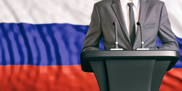 Hangszóró Oroszország zászlót háttér. 3D-s illusztráció - Fotó, kép